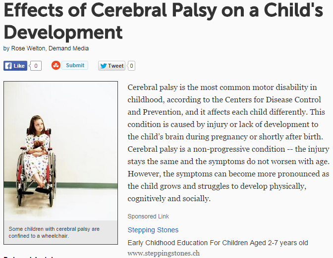 Effects of Cerebral Palsy on a Childs Development