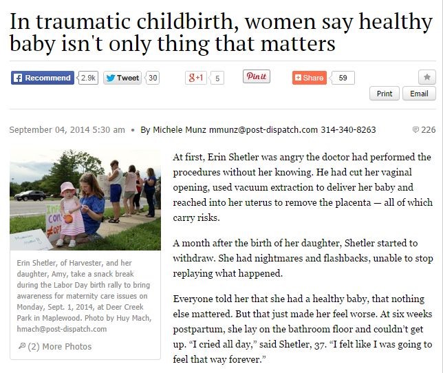 In Traumatic Childbirth-women say healthy baby isnt only thing that matters