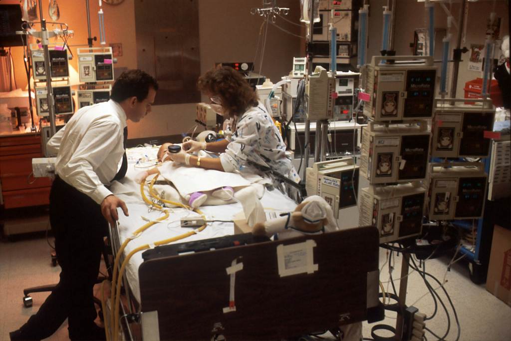 baby undergoing care in NICU where controlled hypothermia is administered.